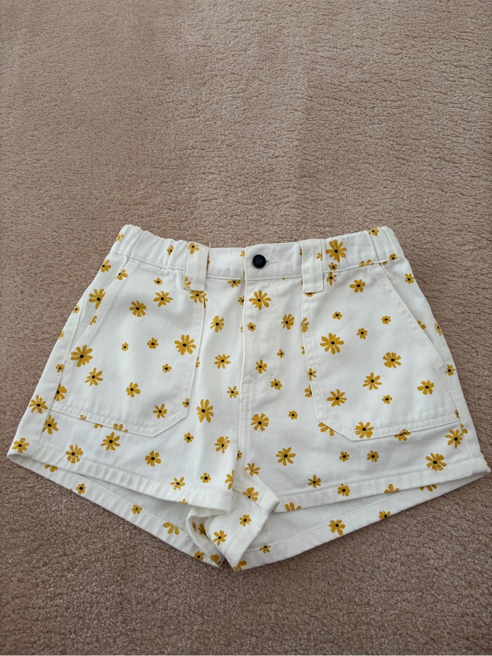 PacSun White High-Waist Daisy Print Shorts